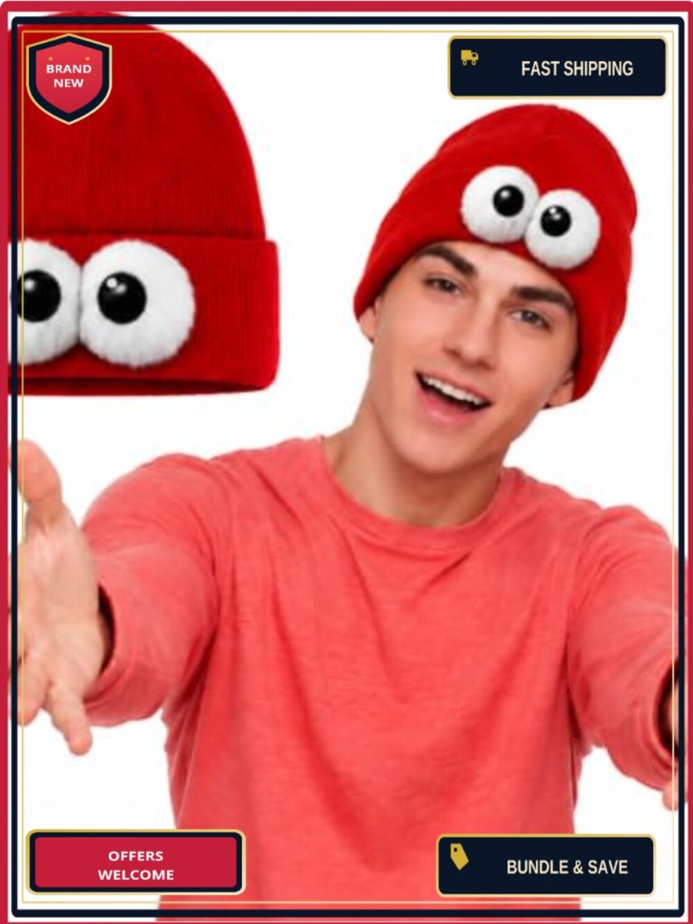 Adult Monster Eye Knit Beanie Funny Halloween Costume Hat